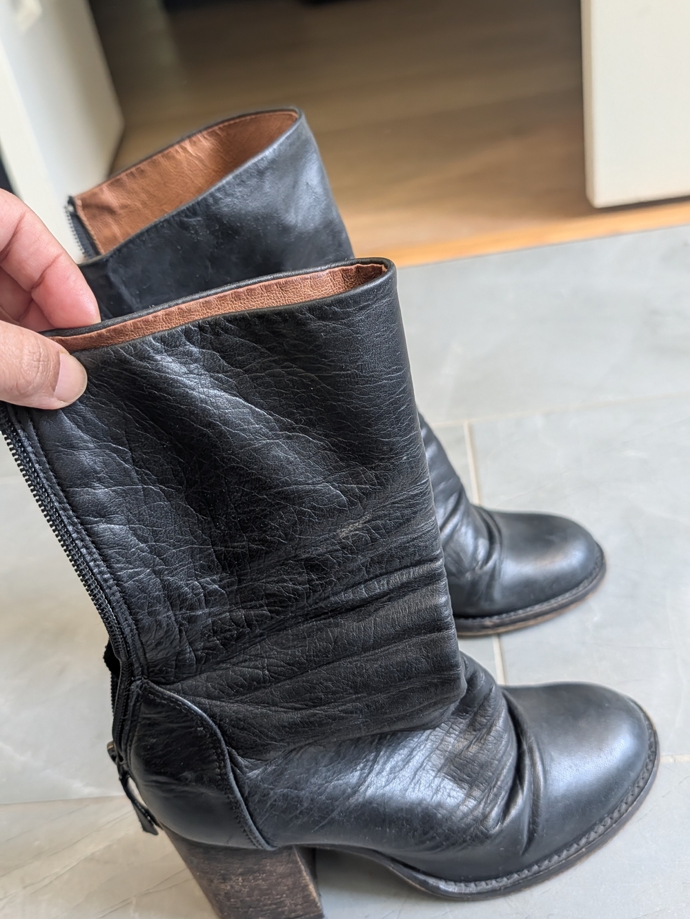 Free People Elle Block Heel Bootie - Made in Portugal - Black Leather - Size 36